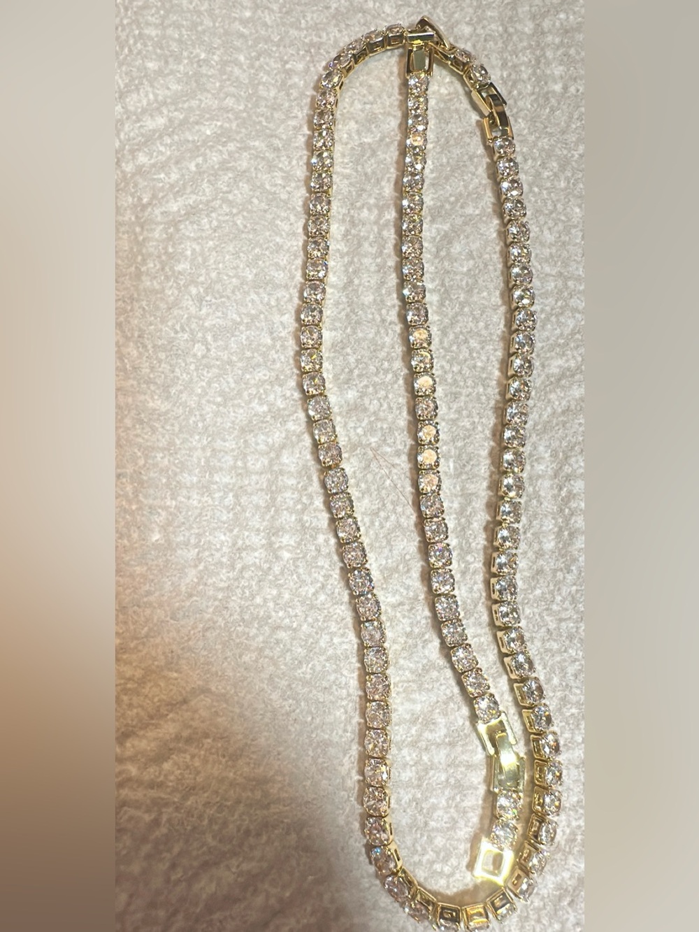 Gold-Tone Crystal Tennis Necklace - Sparkling Clear Stones